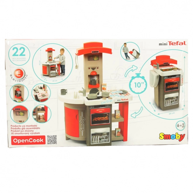 Kinderen elektronische plastic keuken met geluid inklapbaar rood + accessoires
