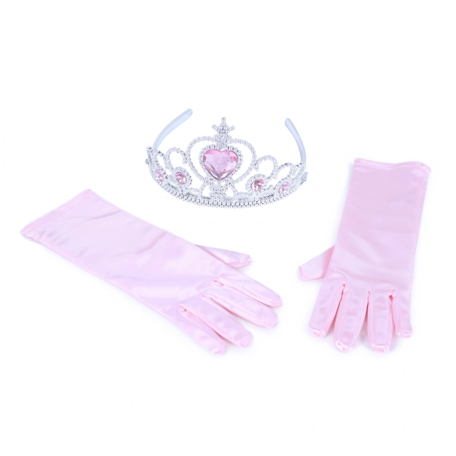 Prinsessenset roze handschoenen en kroon