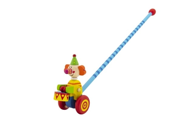 Wooden push-along clown, 60 cm