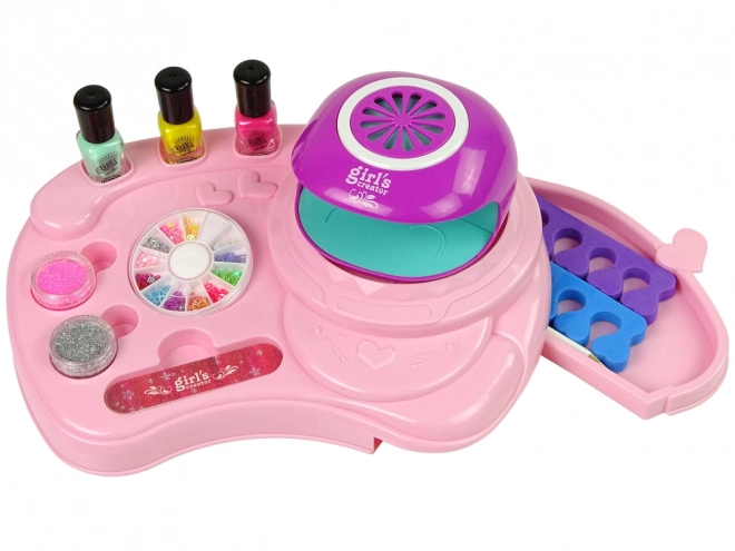 Kinderset zur Nagelverzierung mit Glitzer und Lampe