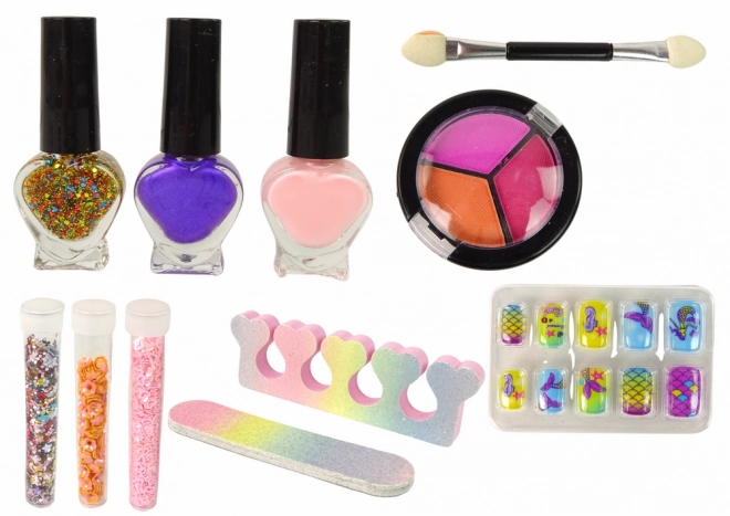 Regenbogen-Set zur Schminke und Nageldekoration