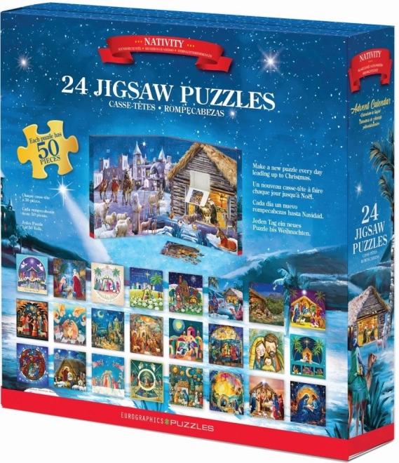 EUROGRAPHICS Puzzel Adventskalender: Geboorte van Jezus 24x50 stukken