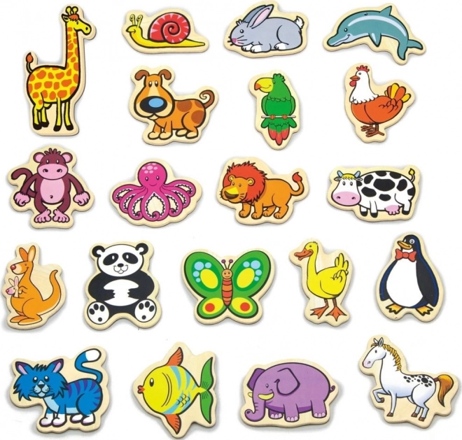 Colorful Wooden Animal Magnets - Set of 20 pcs