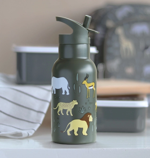 A Little Lovely Company Stainless steel drinking bottle 500 ml – Animals of the savannah