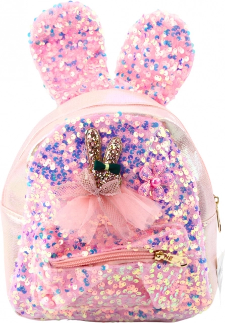 Children's Pink Backpack with Sequins and Bunny Ears 4.4L