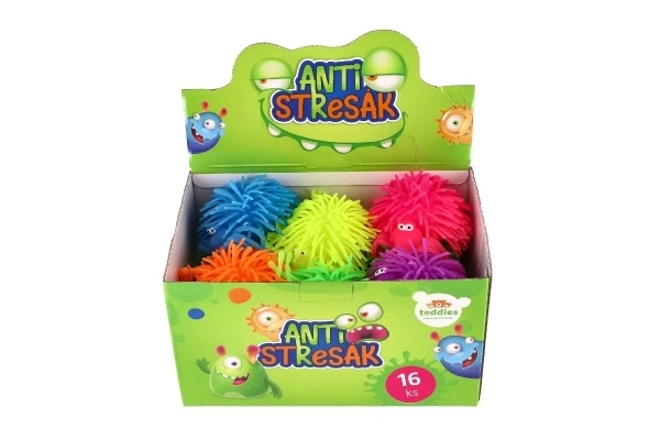 Boule anti-stress araignée silicone compressible 10cm à piles avec lumière 6 couleurs en sachet 16 pièces en boîte