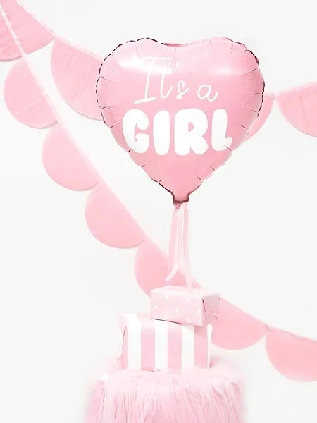 Foil balloon It's a Girl pink heart 45 cm