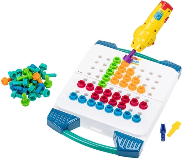 Jouet avec perceuse, tournevis et kit de construction dans une valisette