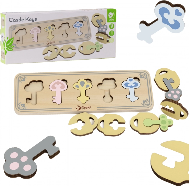 wooden Montessori matching board keys and locks CLASSIC WORLD