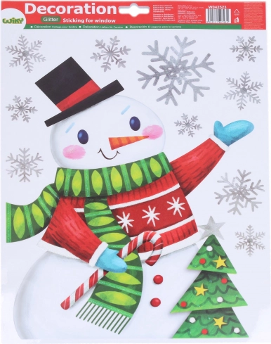 Décoration de fenêtre de Noël Bonhomme de neige 41 × 29 cm