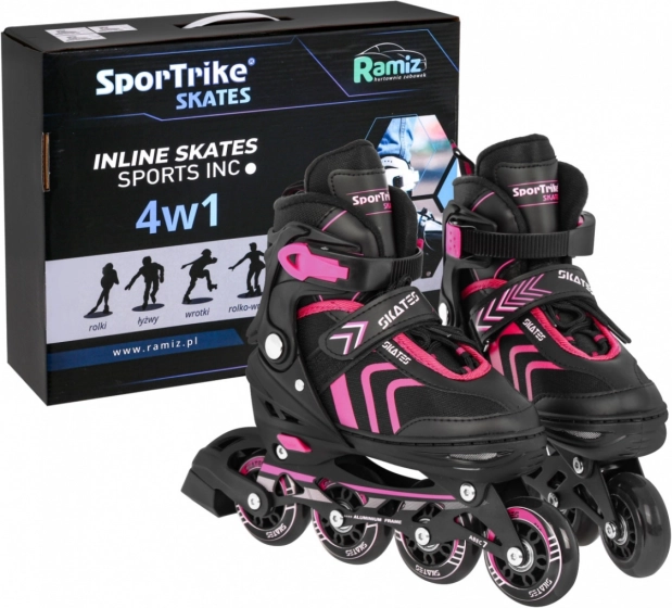 4-in-1 Kids Skates Set: inline, quad and ice – size 39–43 – Pink