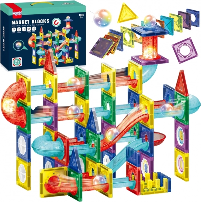 Woopie magnetische bouwset 3D – educatieve knikkerbaan, 105 stuks