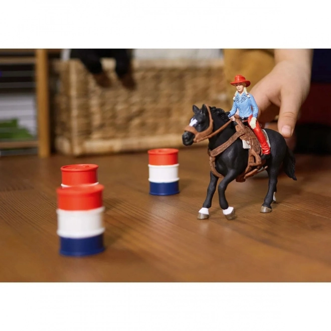 Set Farm World Koe Meisje en Race Rond het Vat
