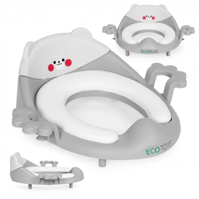 Kinder toiletzitting met houders en zacht kussen grijs ECOTOYS