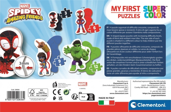 CLEMENTONI Mes premiers puzzles Spidey et ses amis incroyables 4-en-1 (3,6,9,12 pièces)