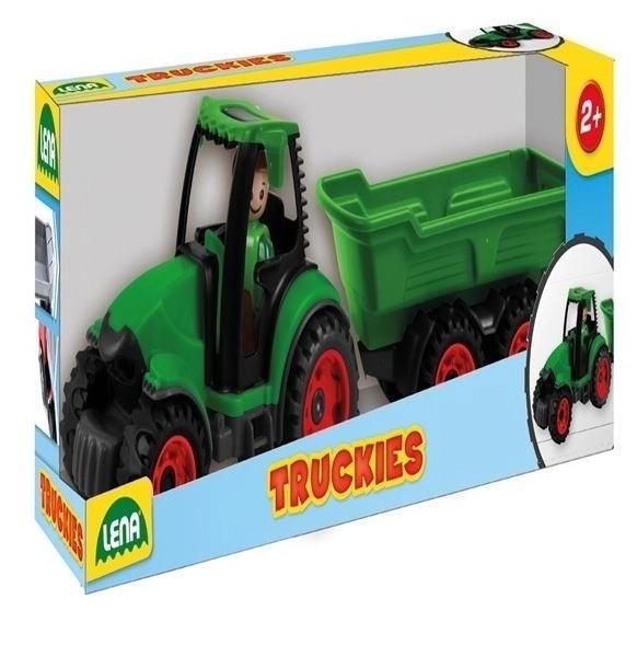 Auto Truckies tractor met aanhanger kunststof 32cm met figuur in doos 24m+