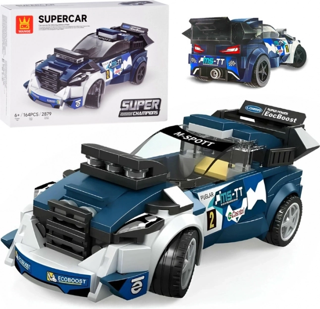 Technical building set sports car blue 164 pieces with stickers