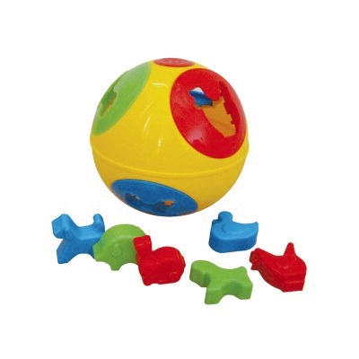 Vormbal plastic diameter 13cm 2 kleuren in netje 12m+