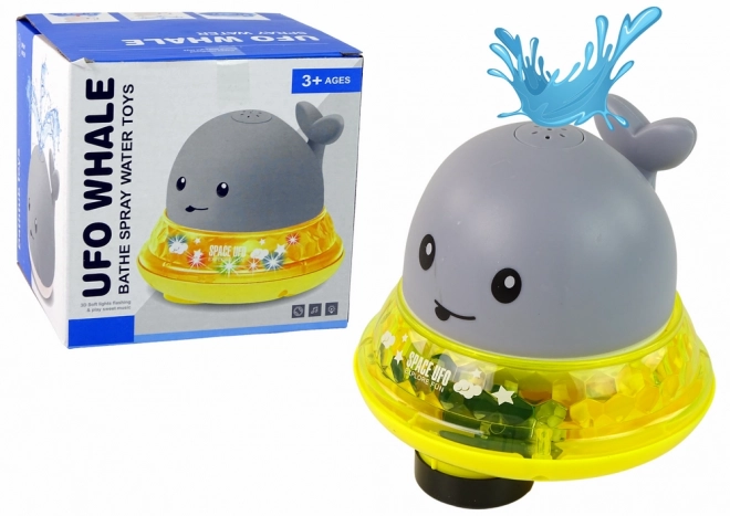 Baleine jaillissante avec support, jouet de bain gris