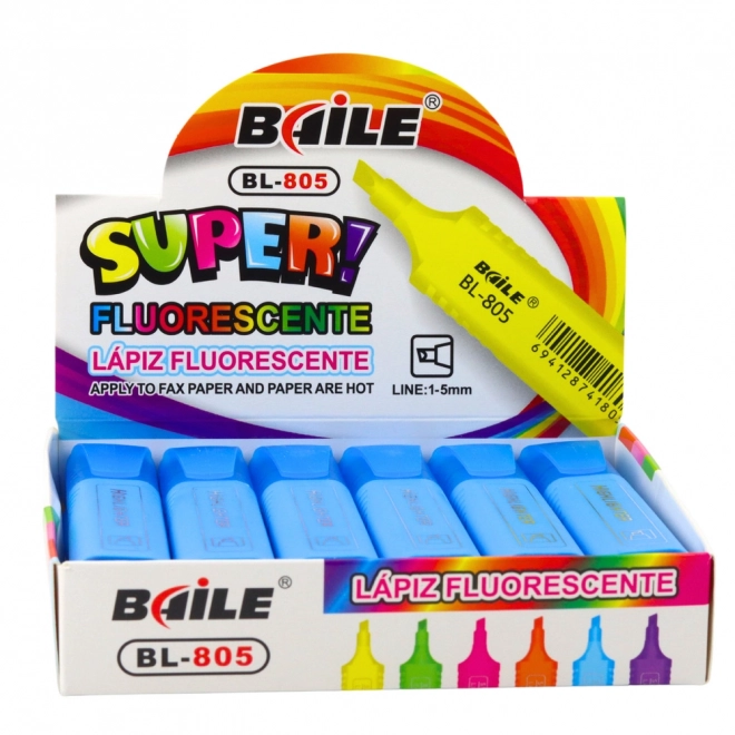 Neongelber Textmarker intensiv blau