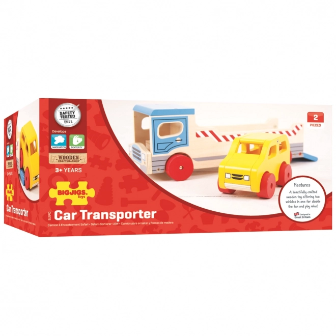 Bigjigs Toys Houten takelwagen met personenauto