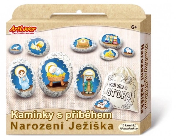 Stenen met een verhaal met stickers - Geboorte van Jezus