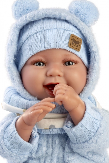 Llorens 84479 NEW BORN - realistische babypop met geluiden en een zacht stoffen lichaam - 44 cm