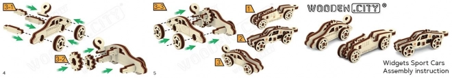 Houten 3D puzzel mini set sportauto's