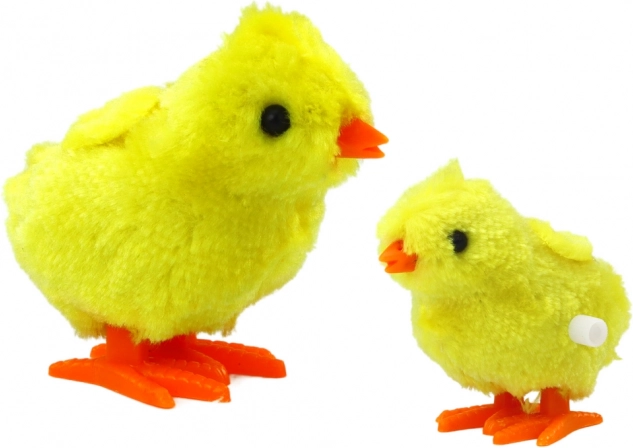 Bouncing wind-up plush yellow chick toy