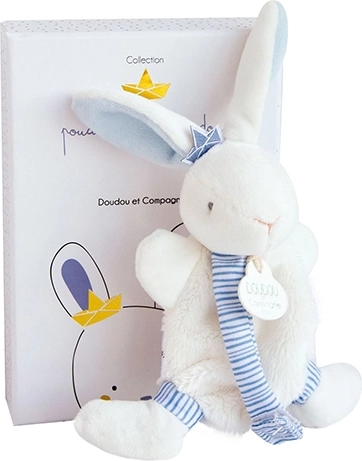 Cadeauset met konijntje en fopspeenclip blauw 15 cm