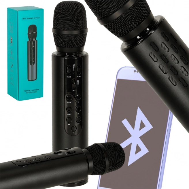 Microphone karaoké sans fil avec Bluetooth et haut-parleur pour enfants – noir