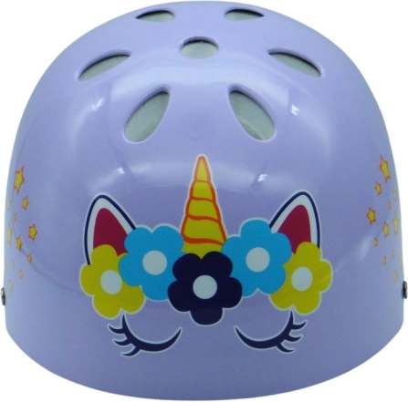 Multisporthelm met eenhoornmotief, paars, maat M (55–58 cm)