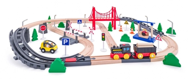 Woody Treinbaan met elektrische locomotief - 80 delen