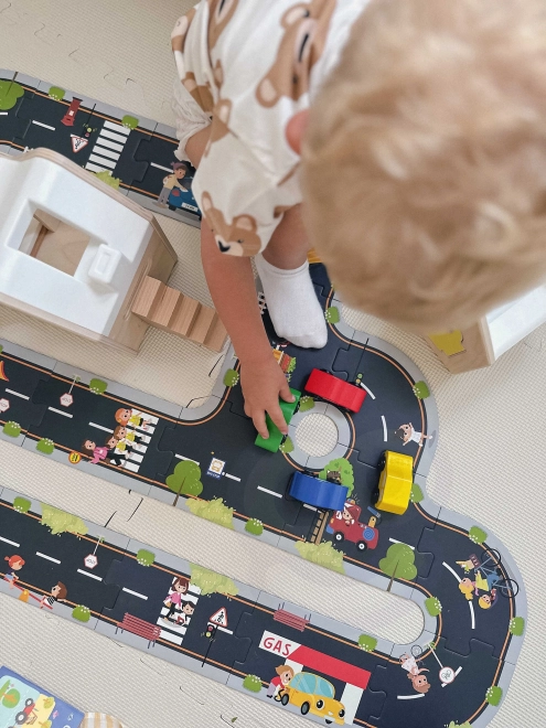 Woopie Green puzzle urbain pour enfants - Circuit automobile