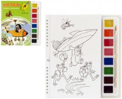 Livre de coloriage avec peintures et pinceau La Petite Taupe et l’hélicoptère