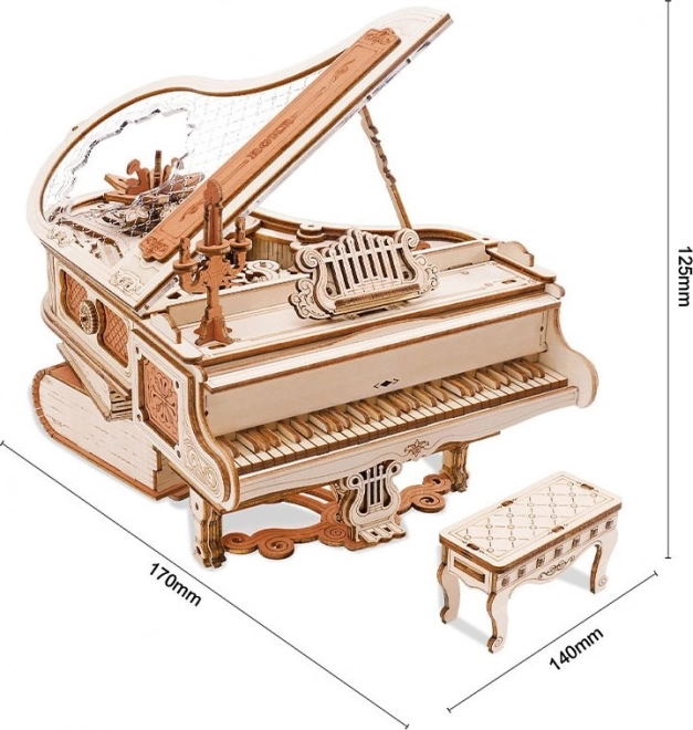 RoboTime 3D Houten mechanische puzzel Magische piano (elektrische aandrijving)