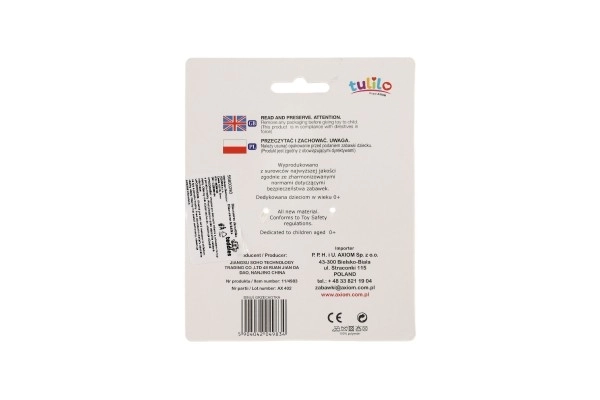 Dinosaurus rammelaar pluche 13cm op kaart in zakje 0+