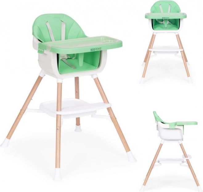 Chaise haute pour enfants 2 en 1 verte ECOTOYS