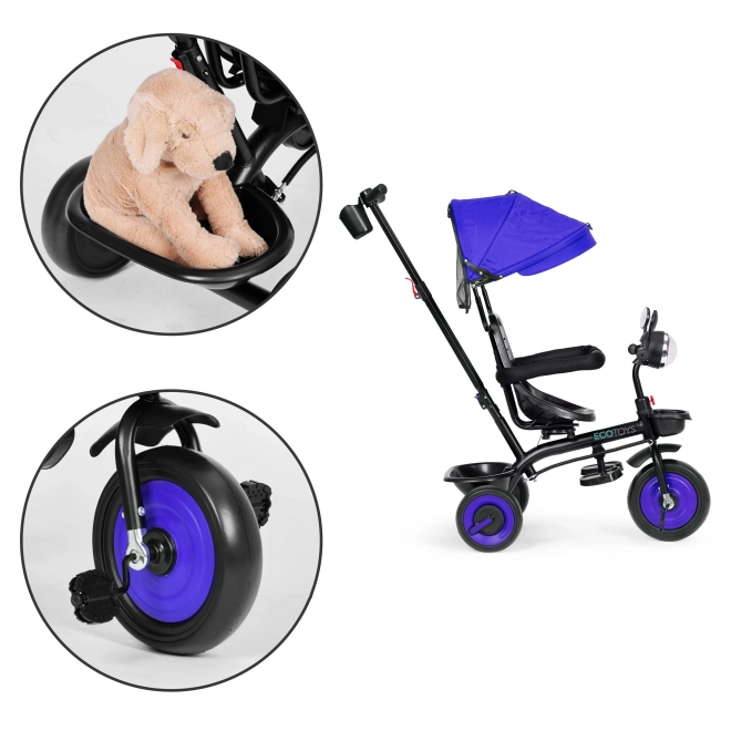 3-in-1 kinderdriewieler met draaibare zitting, kap, blauw, ECOTOYS