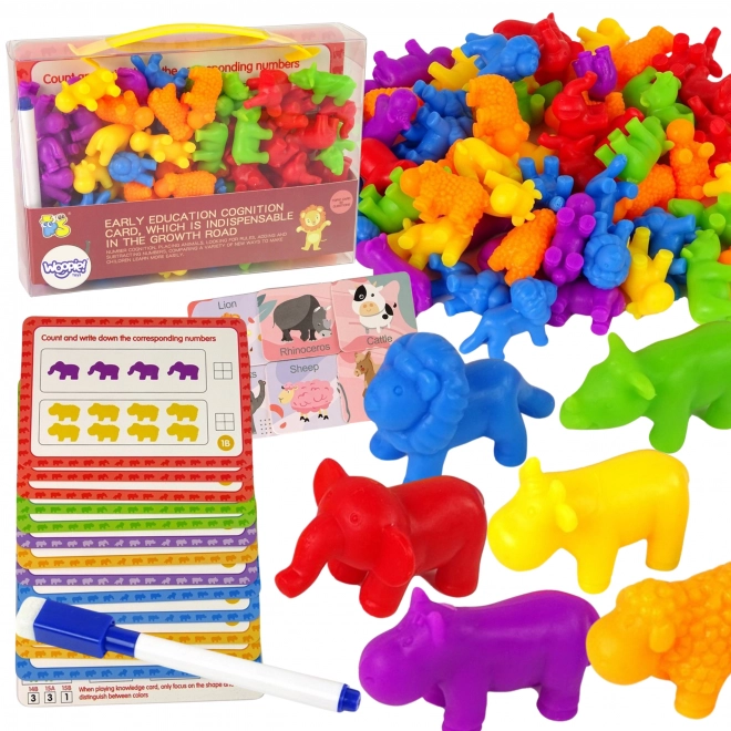 Educatieve Set Montessori Tellen Kleurrijke Dieren 83 stuks