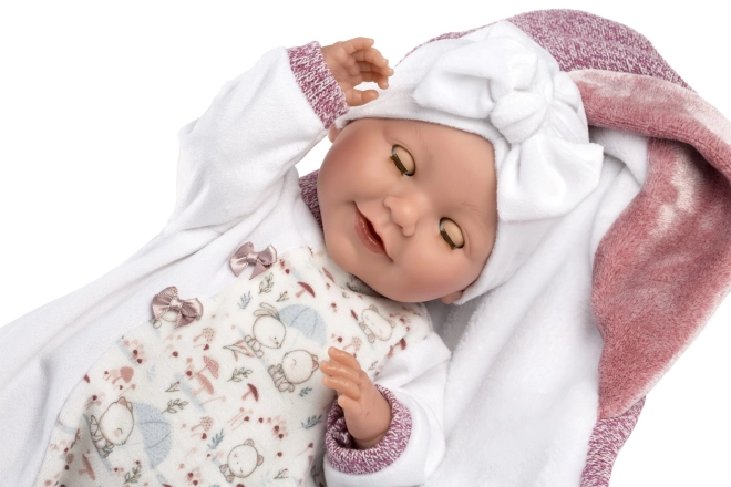 Llorens 74040 NIEUW GEBOREN - realistische knipperende pop baby met geluiden en zacht stoffen lichaam - 42 cm
