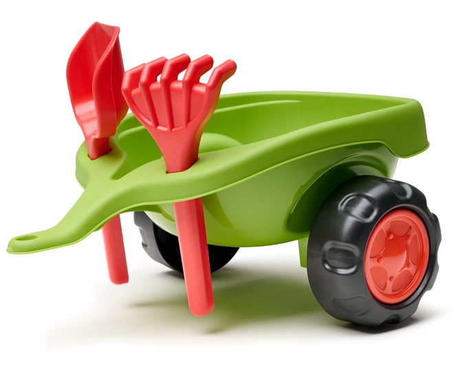 Tracteur enfant Falk Claas 470 Arion vert avec remorque et ensemble pour le sable