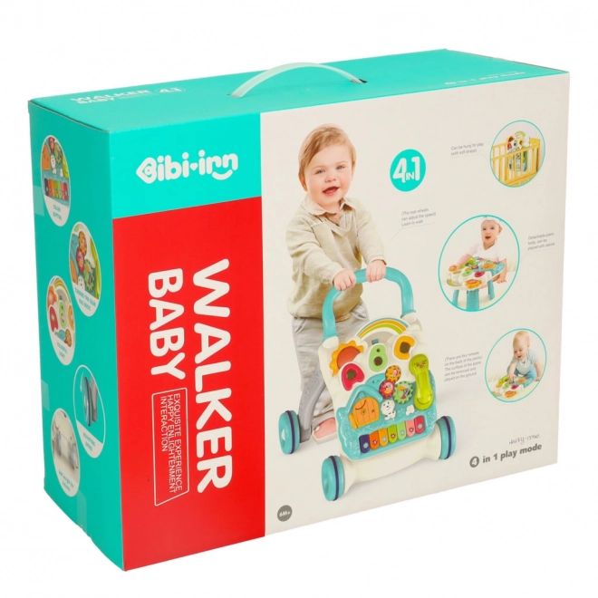 Kinder loopstoel/multifunctionele tafel 4-in-1 blauw