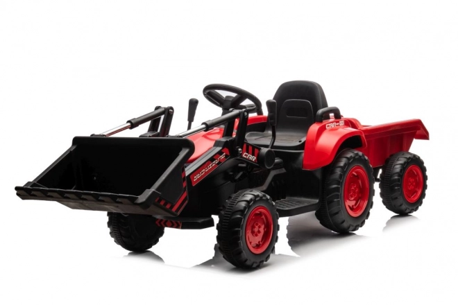 Rode kindertraktor met oplaadbare batterij en schop