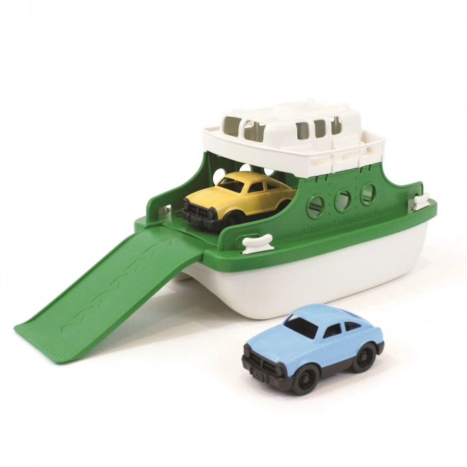 Green Toys Veerboot groen-wit met autootjes