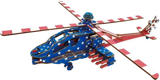 Wooden 3D Puzzle American Combat Helicopter Apache