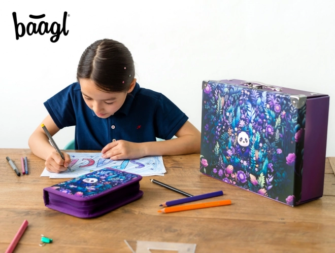 BAAGL Opvouwbare Schoolkoffer Jungle Panda met metalen details