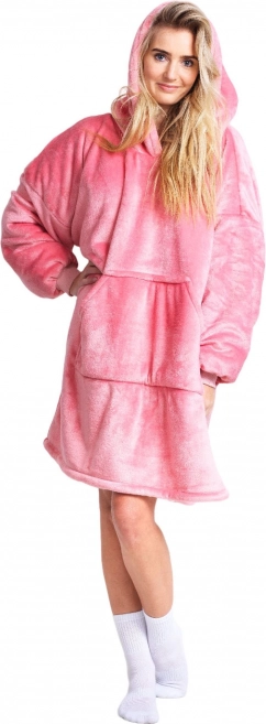 Cozy Noxxiez roze warme tv-hoodie deken met capuchon