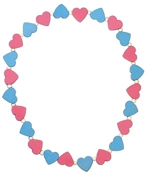 Kinderketting met roze en blauwe hartjes