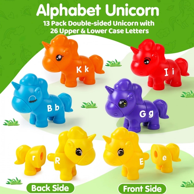 Montessori educatieve set Eenhoorn voor stapelen "Voeg letters toe" 13 stuks